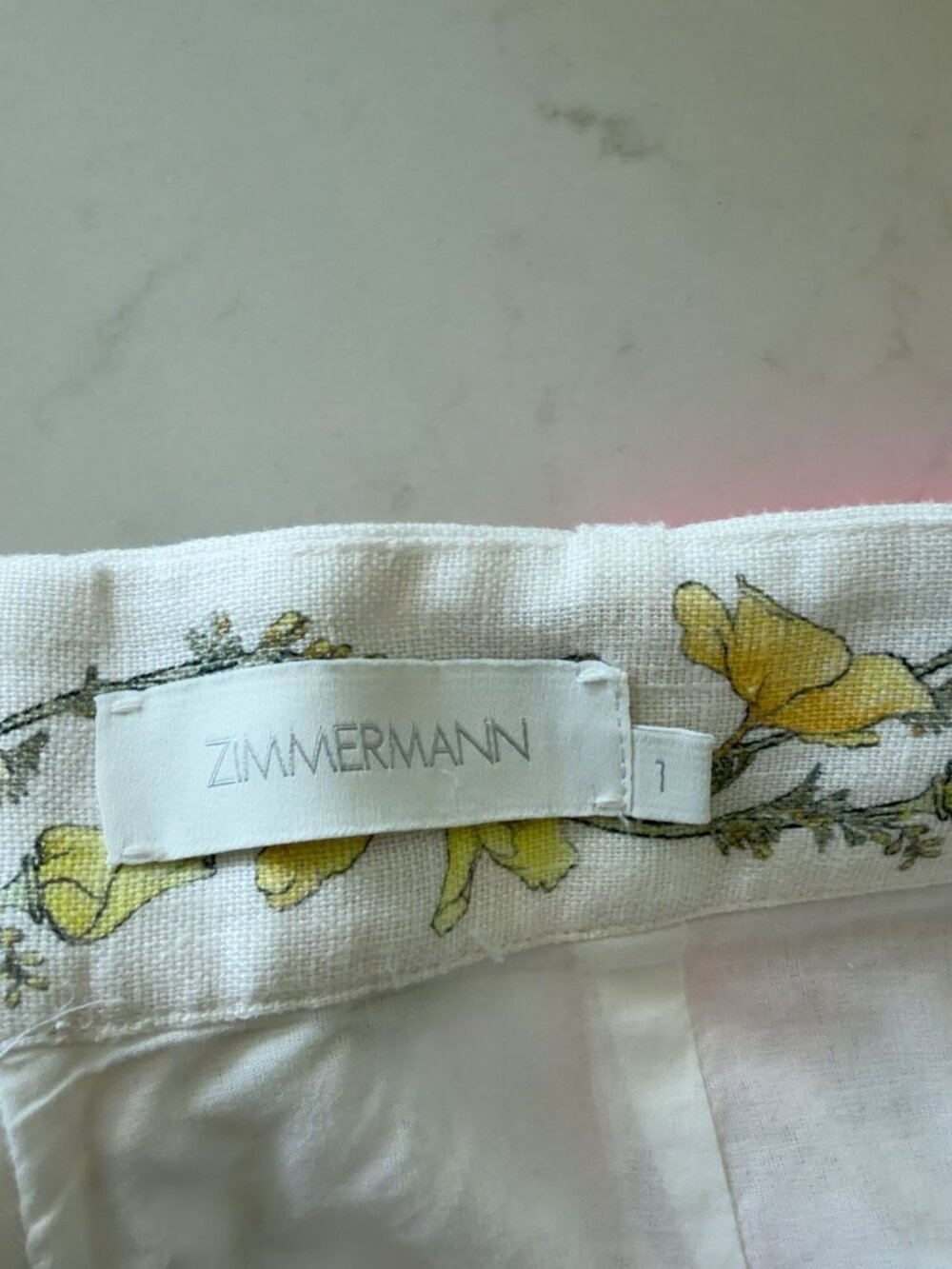 Zimmermann Jude Floral Blouse & Linen Shorts Set w Belt Sz 2/1 - Picture 7 of 8